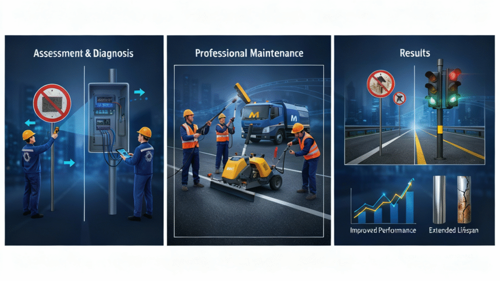 traffic asset maintenance, Safety Network Inc., prolong traffic assets, MUTCD compliance, traffic sign maintenance, traffic control durability, cost savings